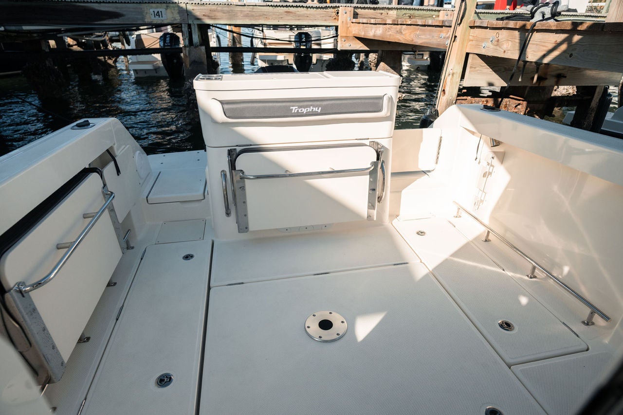 Rear interior of the T23 Pilothouse Overnight boat