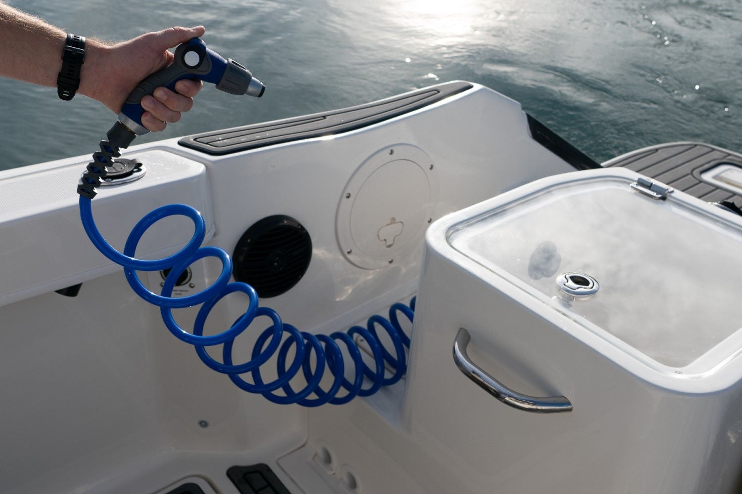washdown hose on the Trophy T24CC fishing boat