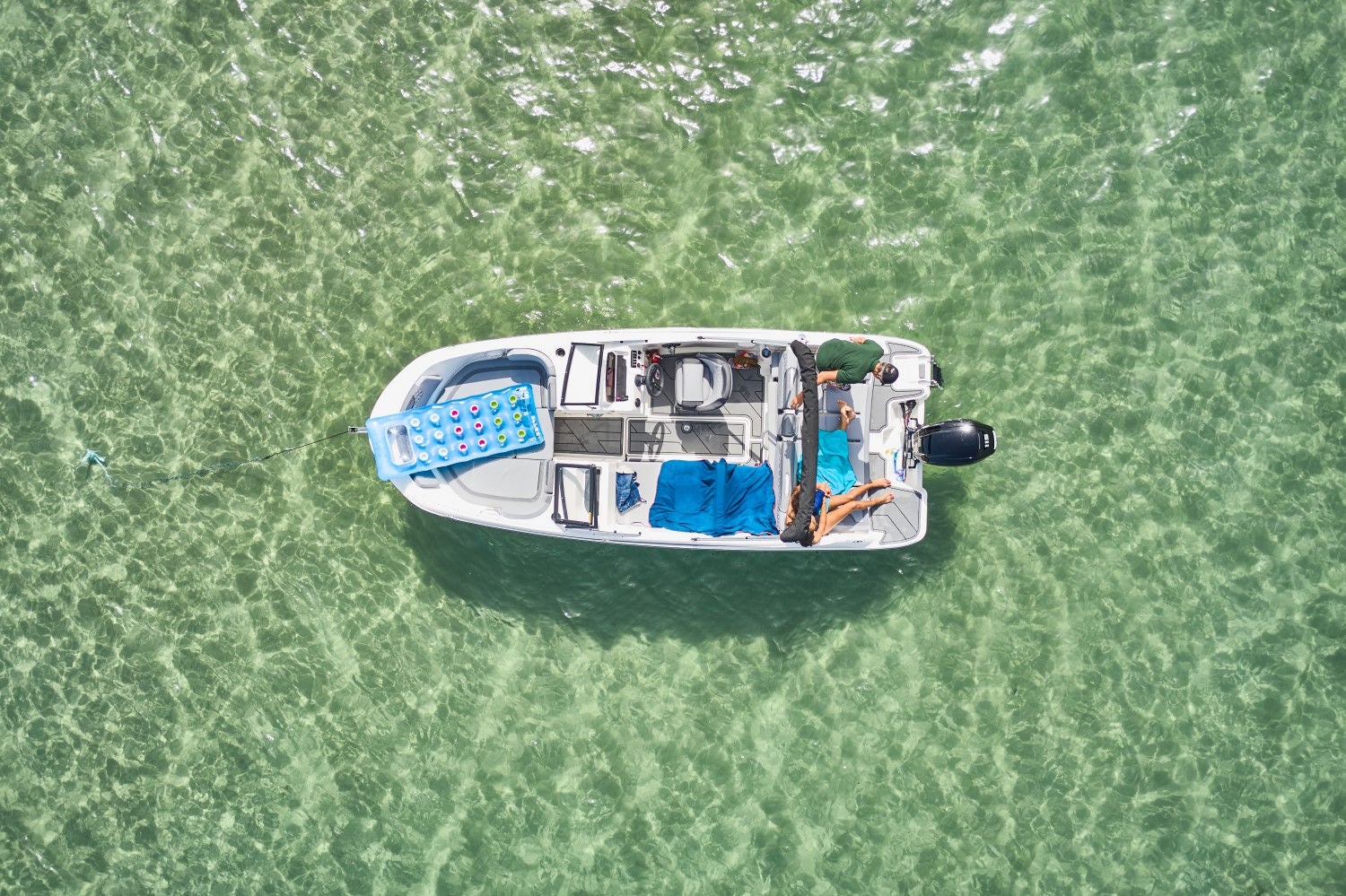 aerial view of the Element M19 deck boat