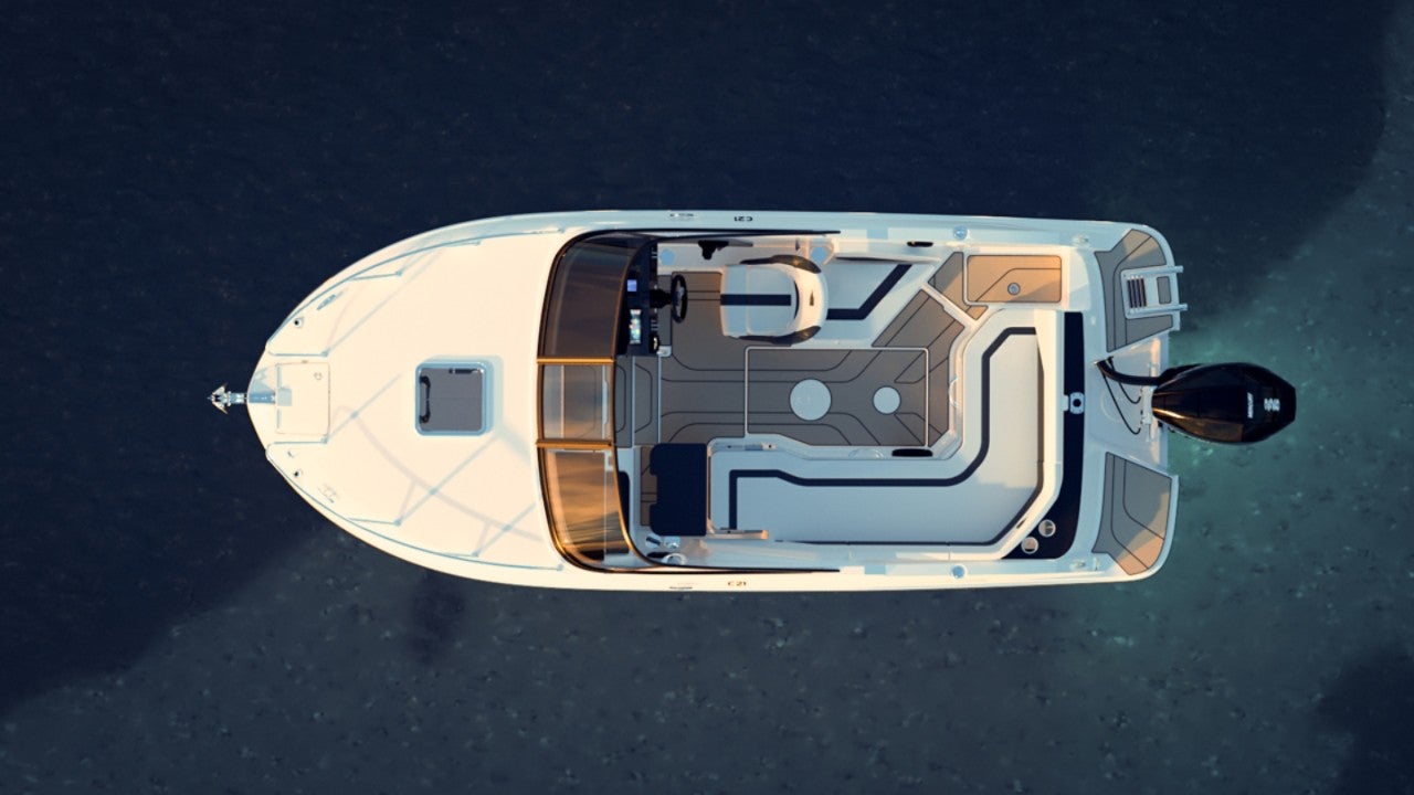 overhead view of the C21 Cuddy Outboard overnight boat
