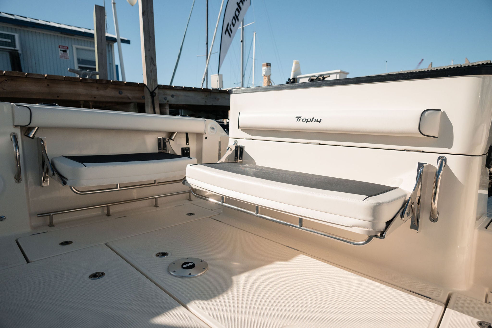 rear seating on the Trophy T25 Pilothouse overnight boat