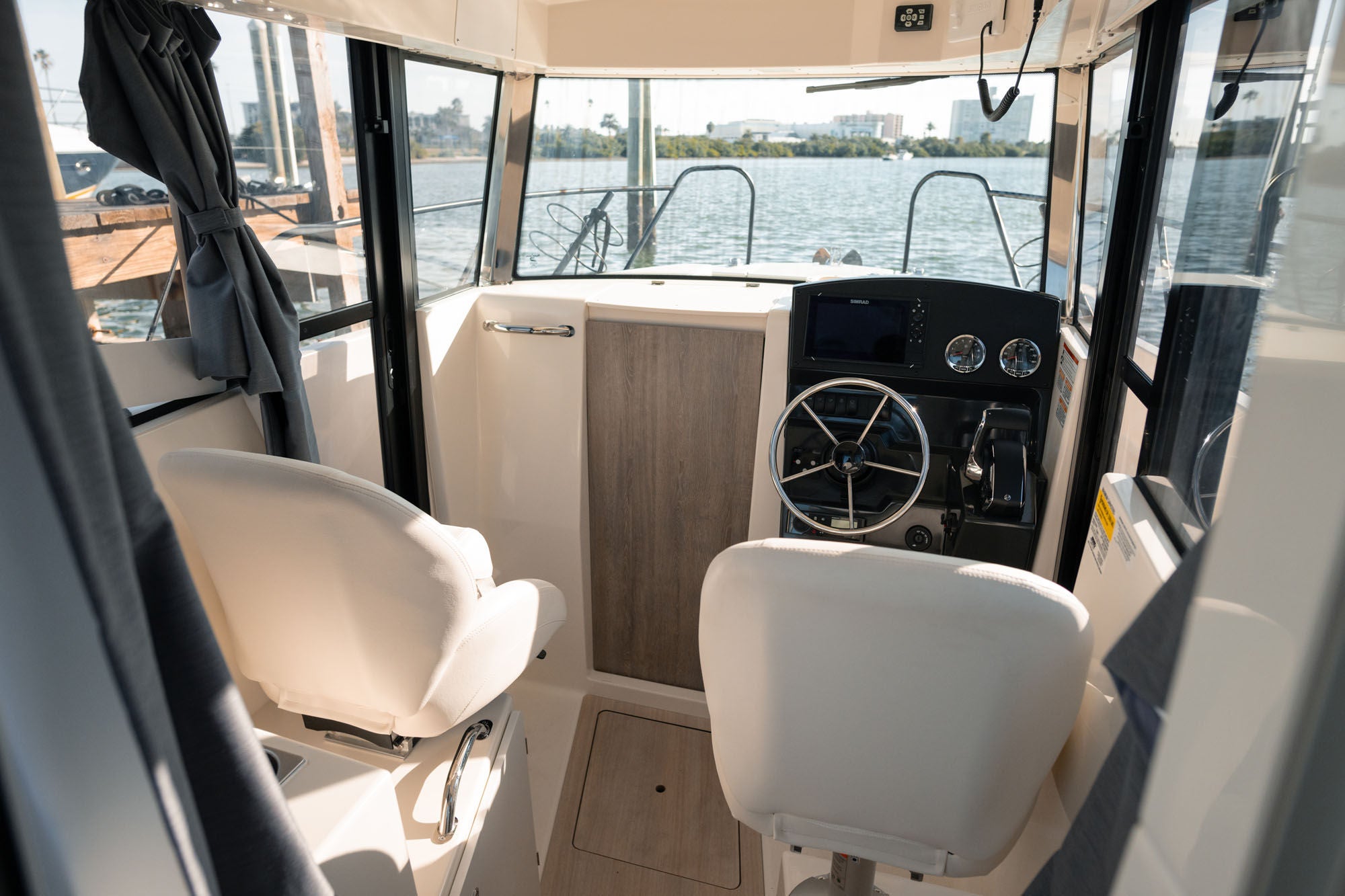 Interior on the T23 Pilothouse overnight boat