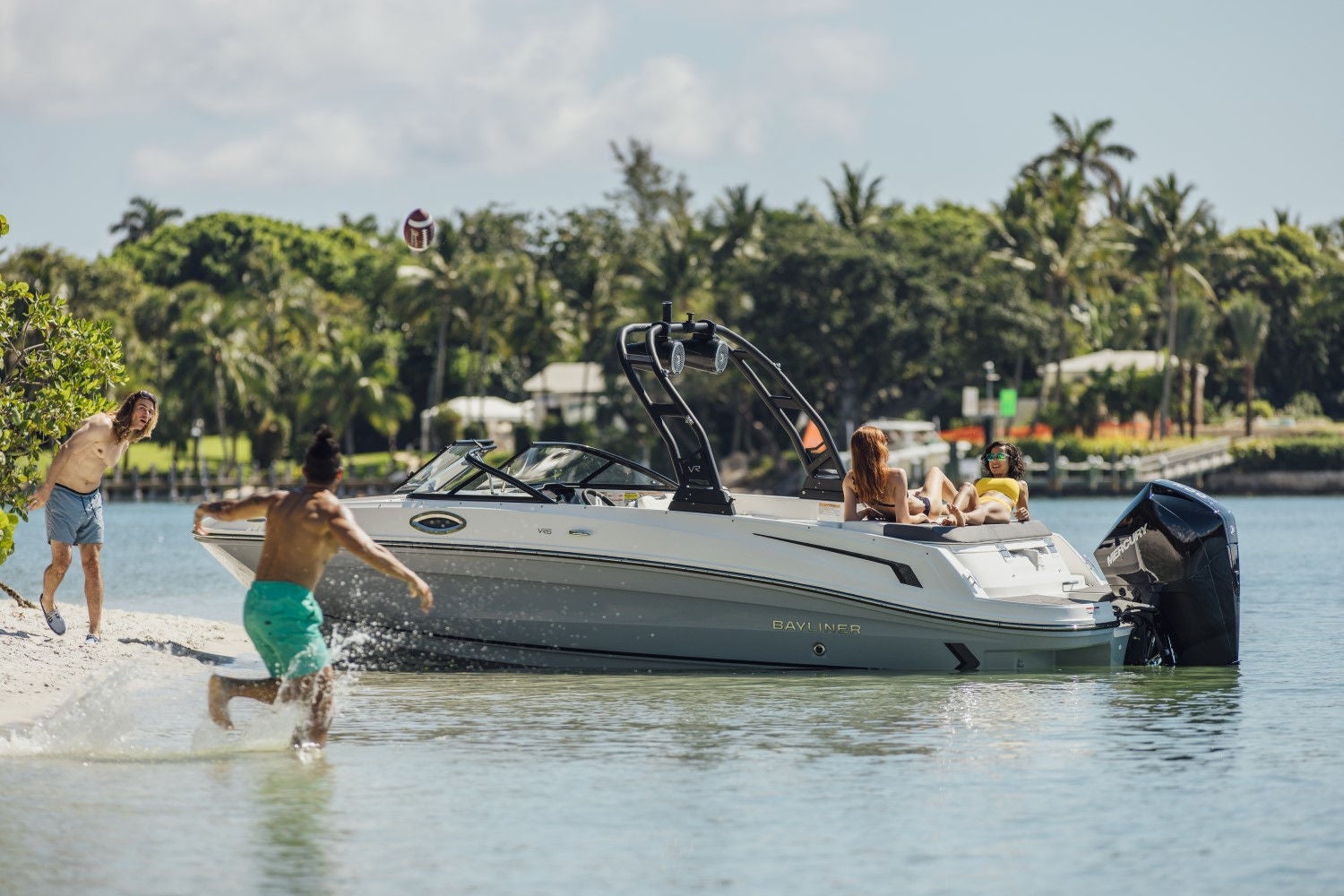 friends playing around a VR6 Outboard bowrider boat