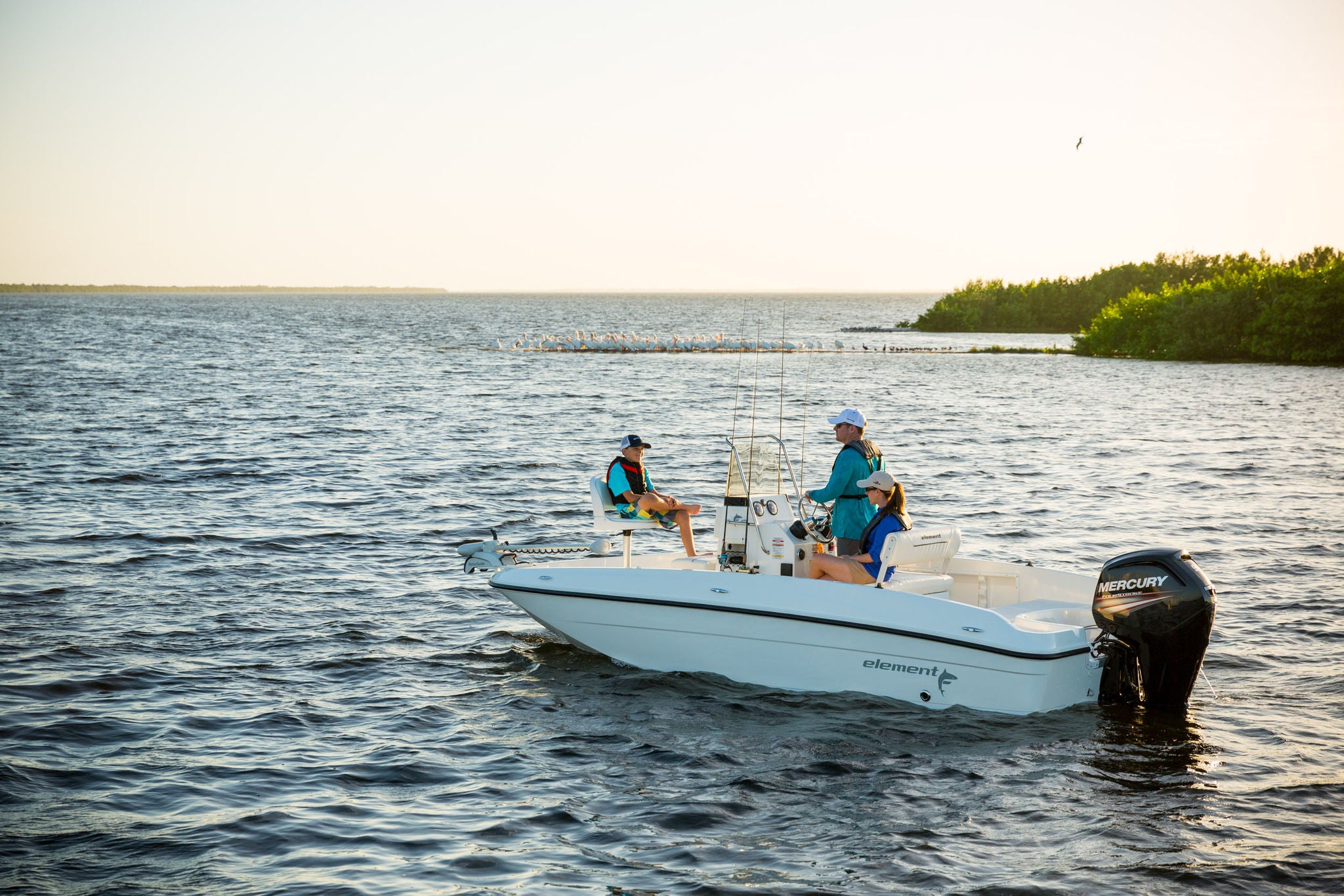 Bayliner T18 Bay Fishing Boat Running with Driver at the Helm