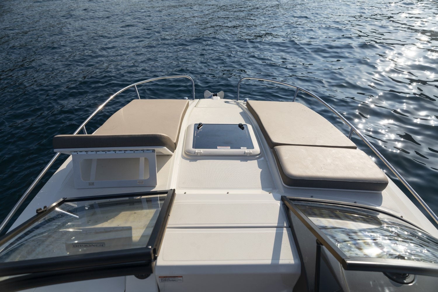 sunpads on the front of the VR6 Cuddy overnight boat