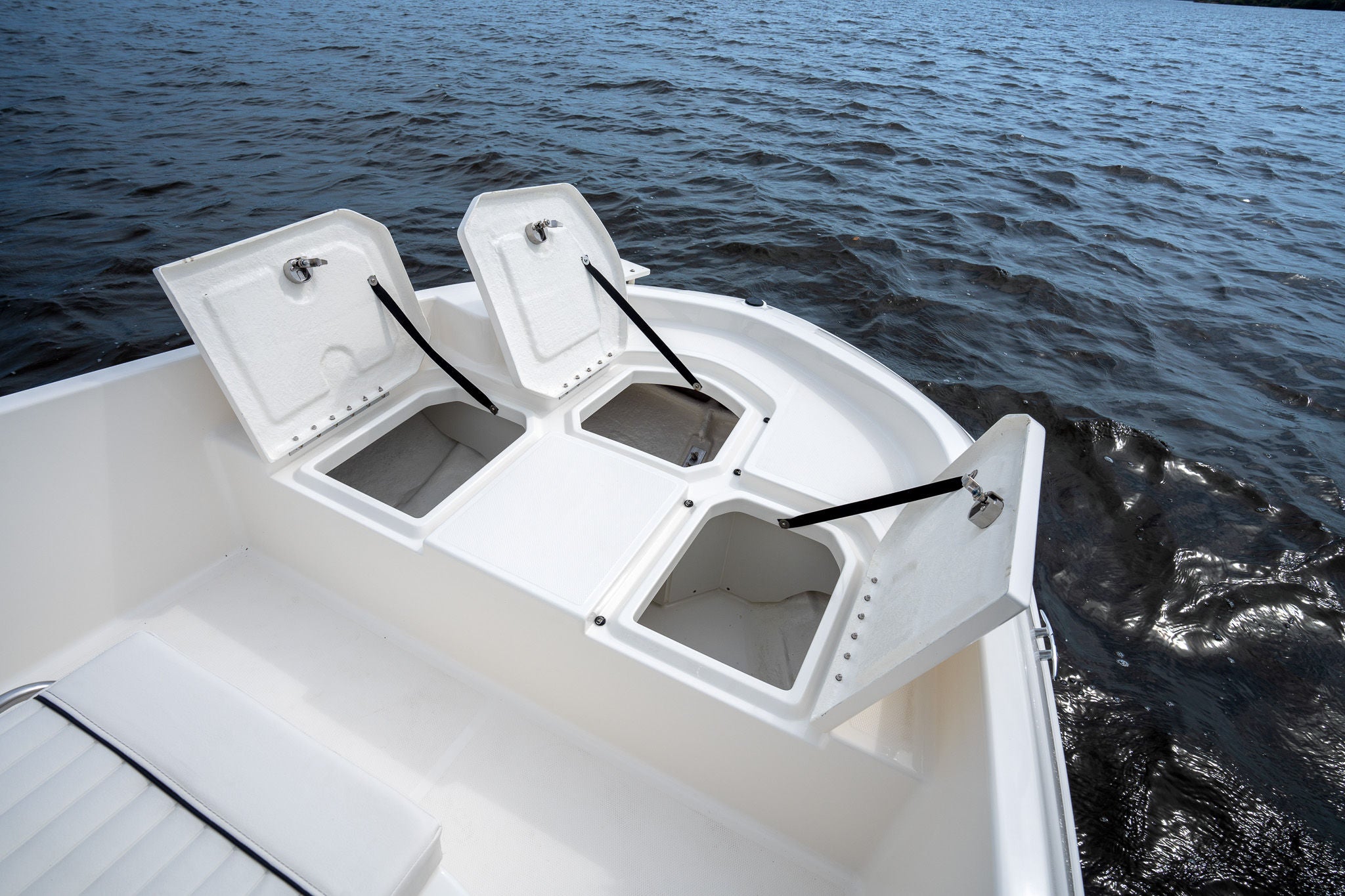 bow storage open on the Trophy T18 fishing boat